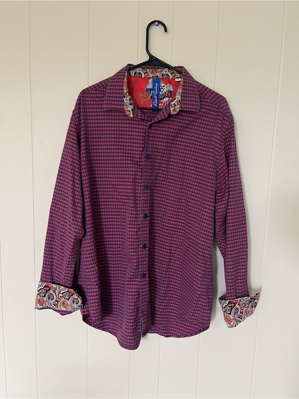 Robert Graham Purple Patterned Button-Down Shirt with Paisley Contrast